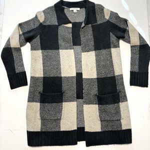 99 Jane Street Buffalo plaid cardigan sweater